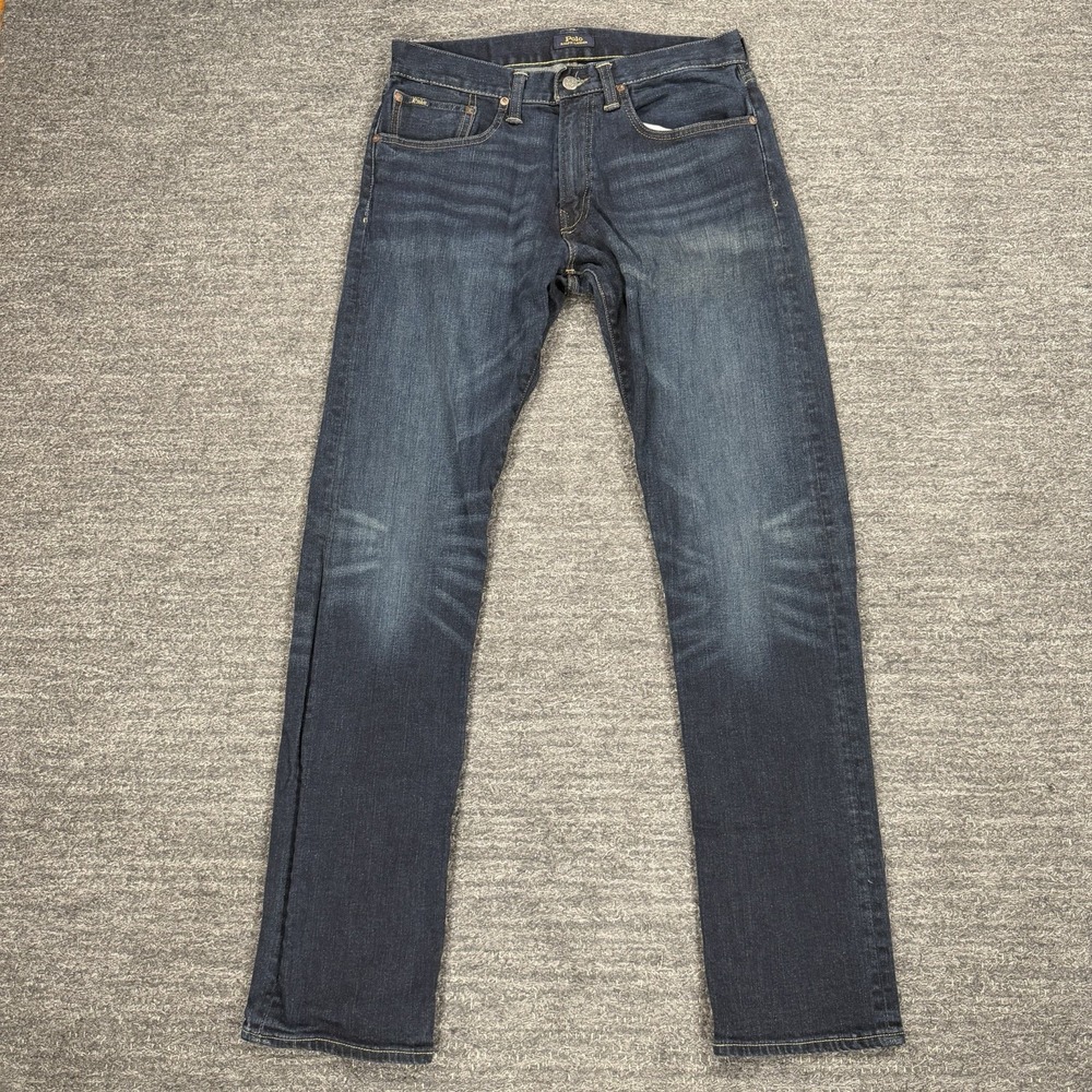 Polo Ralph Lauren Jeans Men 31X32 Hampton Relaxed Straight Leg Dark Wash Whisker